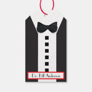 Black Tie Tuxedo 🎩 Funny Monogram Presentetikett