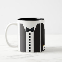 Black Tie Tuxedo 🎩 Funny Office Monogram Två-Tonad Mugg