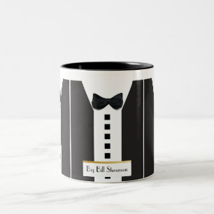 Black Tie Tuxedo 🎩 Funny Office Monogram Två-Tonad Mugg