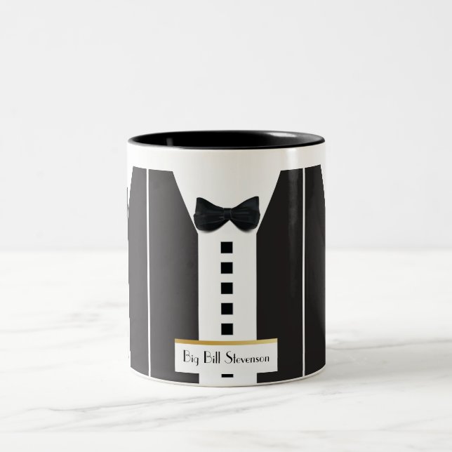Black Tie Tuxedo 🎩 Funny Office Monogram Två-Tonad Mugg (Center)