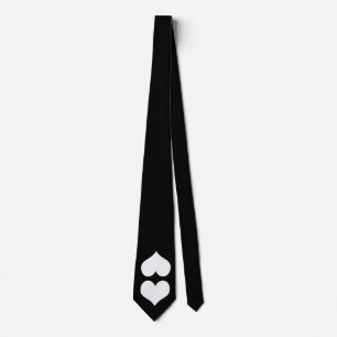 Black Tie W/White Twin Heart Slips