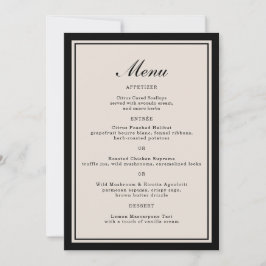 Black Tie Wedding Classic Menu Card Inbjudningar