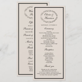 Black Tie Wedding Classic Program Card