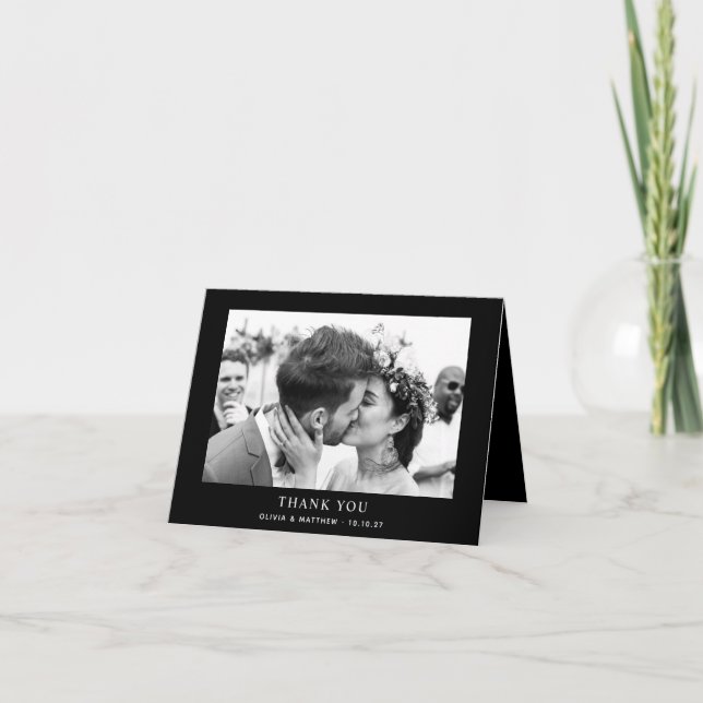 Black Tie Wedding | Modern Simple Folded Photo Tack Kort (Framsida)