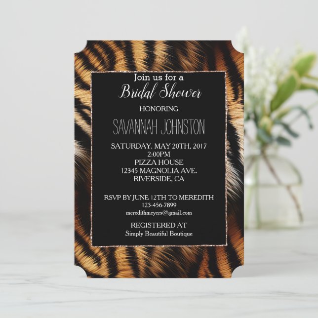 Black Tiger Animal Print Inbjudningar (Stående Fram)