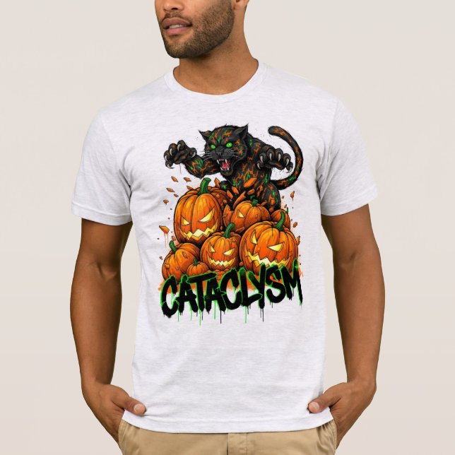 Black Tiger Jack-o-Lantern Cataclysm T Shirt (Framsida)