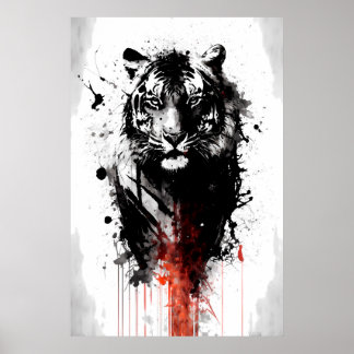 Bläck Tiger Painting Poster