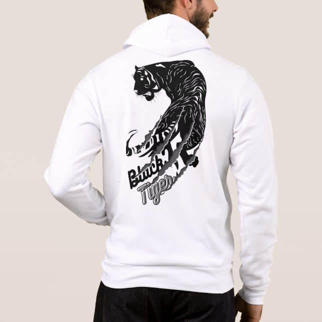 Black Tiger Vector Art med svart tigertext T Shirt (Baksida)