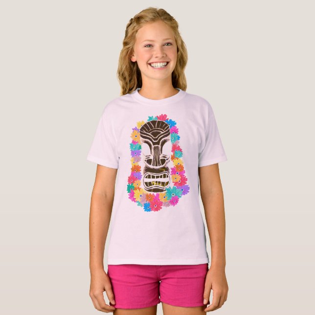 Black Tiki Head Hawaiian T Shirt (Hel framsida)