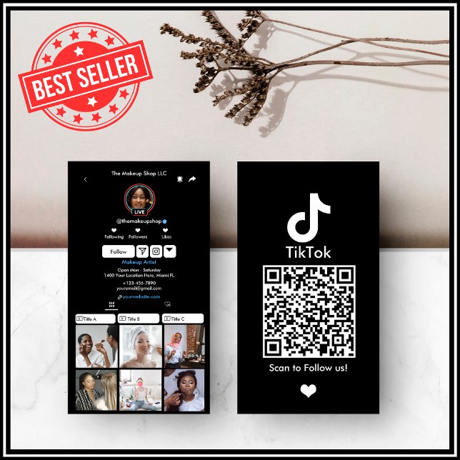 Black TikTok Social Media QR-kod Visitkort (Skapare uppladdad)