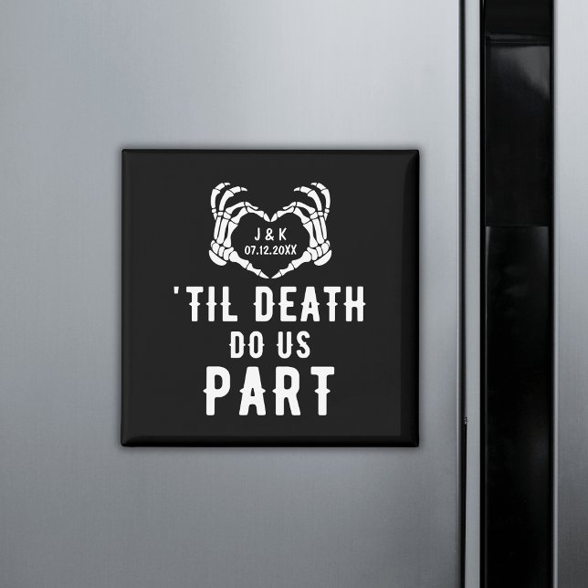 Black Til Death Do US Part Bröllop Anpassningsbar  Magnet (Black Til Death Do Us Part Wedding Custom Favors Magnet)