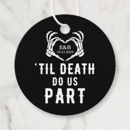 Black Til Death Do US Part Skeleton Bröllop Round Gåvor Etiketter