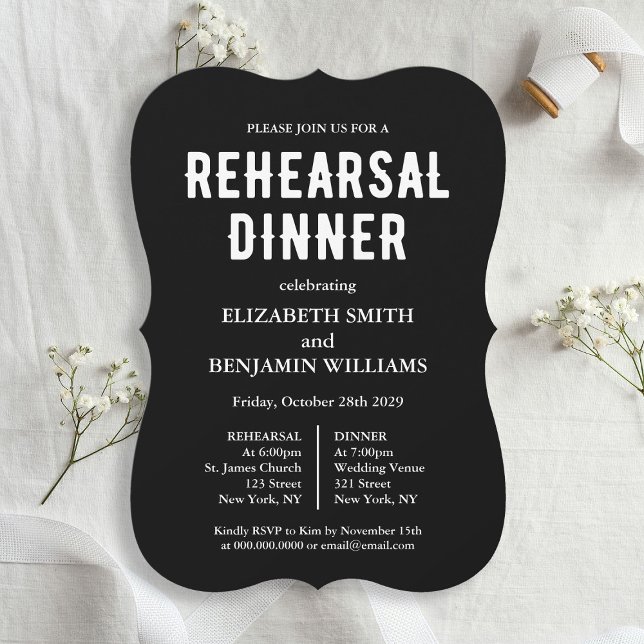 Black Til Död Bröllop Rehearsal Middag Inbjudningar (Black Til Death Wedding Rehearsal Dinner Invitation
)
