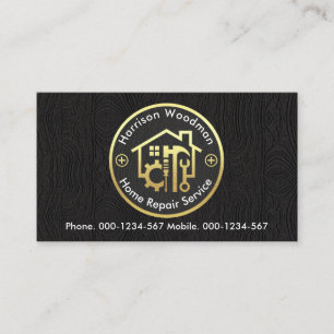 Black Timber Handyman Verktyg Circle Board Visitkort