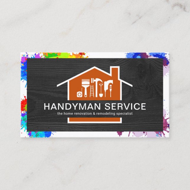 Black Timber Paint Splatter Ram Visitkort (Framsida)