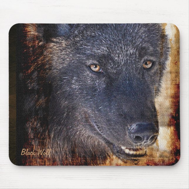 Black Timber Varg Wildlife Conservation Mousepad Musmatta (Framsidan)