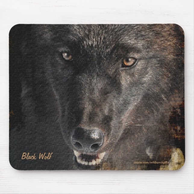 Black Timber Varg Wildlife Conservation Mousepad Musmatta (Framsidan)