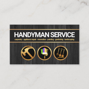 Black Timber Wood Handyman Verktyg Construction Visitkort