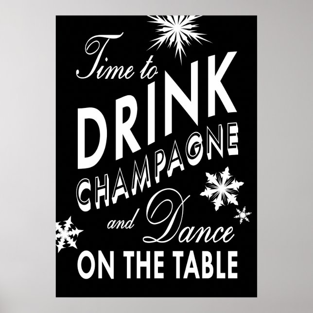 Black Time to Drink Champagne Helgdag Poster (Framsidan)