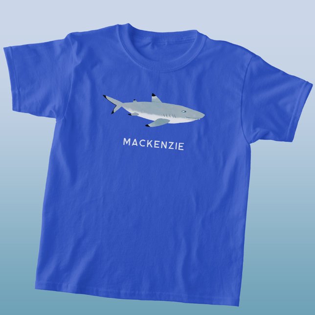 Black Tipping Reef Shark Personlig Namn T Shirt (Fun Black Tipped Reef Shark underwater themed personalized custom name kids t-shirt)