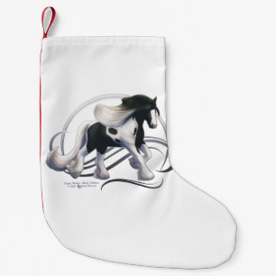 Black Tobiano Gypsy Vanner Horse Liten Julstrumpa