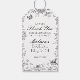 Black Toile De Jouy Blommigt Möhippa Brunch Favors Presentetikett