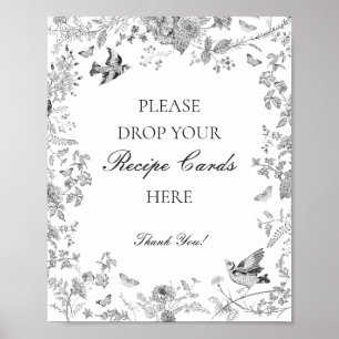 Black Toile De Jouy-Blommigten  en Recept-Möhippa Poster