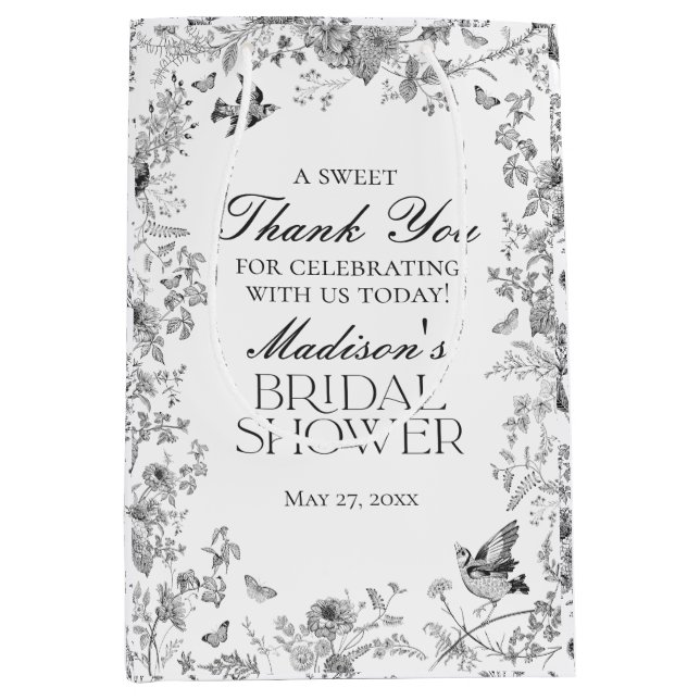 Black Toile De Jouy Bridal Shower Favors (Framsidan)