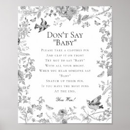 Black Toile De Jouy säger inget om babykläder Poster