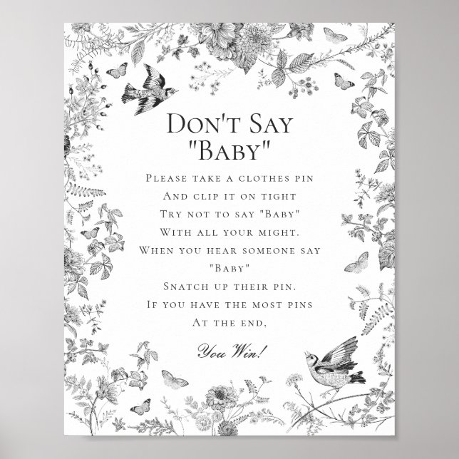 Black Toile De Jouy säger inget om babykläder Poster (Framsidan)
