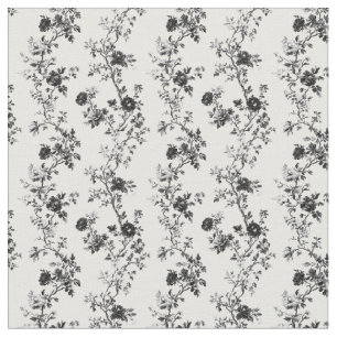 Black Toile Lodrät Blommigt Grenar Tyg