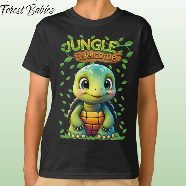 Black Tortoise Cute Turtle Animal Cartoon Graphic T Shirt (Cute Black Tortoise Wildlife Animal Character T-shirt Jungle Welcome Turtle Cartoon Graphic Tee 🐢)