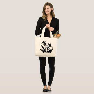 BLACK - Tote bag con Flor del paraiso en negro Jumbo Tygkasse