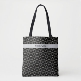 Black Tote Bag med vit "V" Mönster Tygkasse