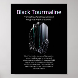 Black Tourmaline Crystal Stone Beteckning Poster