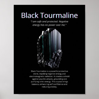 Black Tourmaline Crystal Stone Beteckning Poster