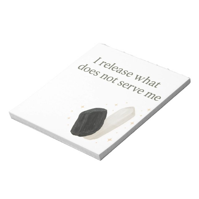 Black Tourmaline & Selenite Crystal Affirmation Anteckningsblock (Roterad)