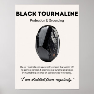 Black Tourmaline Stone Crystal Beteckning Poster