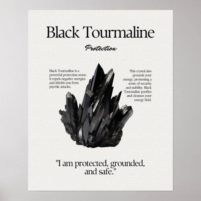 Black Tourmaline Stone Crystal - kort Poster (Framsidan)
