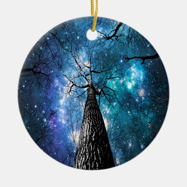 Black Träd Falling Stars Julgransprydnad Keramik (Framsidan)