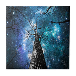 Black Träd Falling Stars Kakelplatta