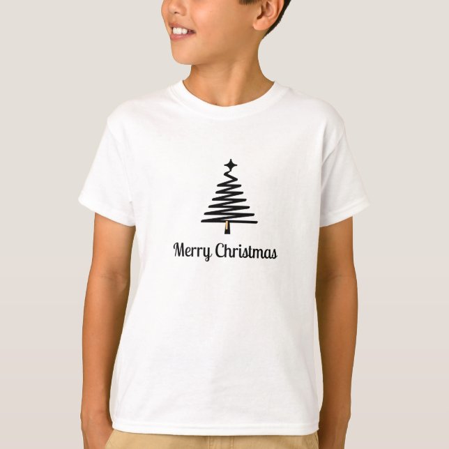 Black Träd jul T-Shirt (Framsida)