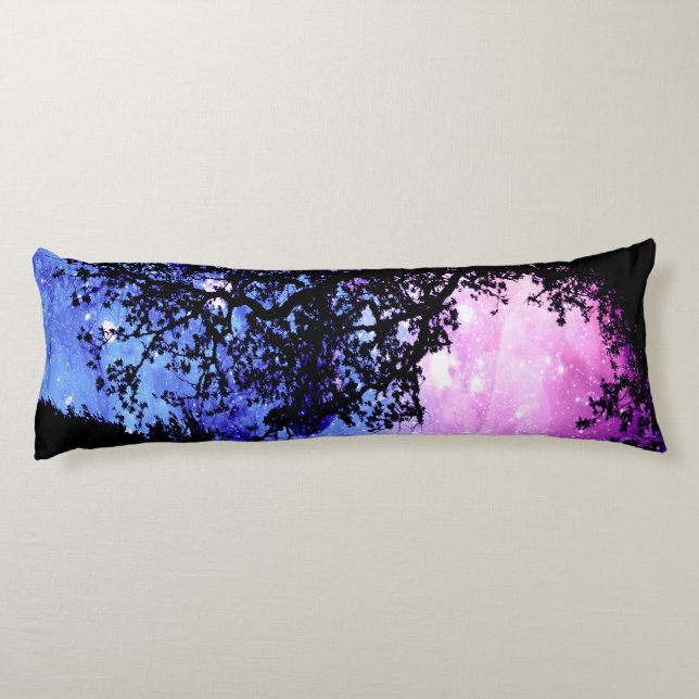 Black Träd Lavender Blue Space Body Pillow Kroppskudde (Baksidan)