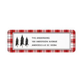 Black Träd Red Flanals Returadress Jul Etikett