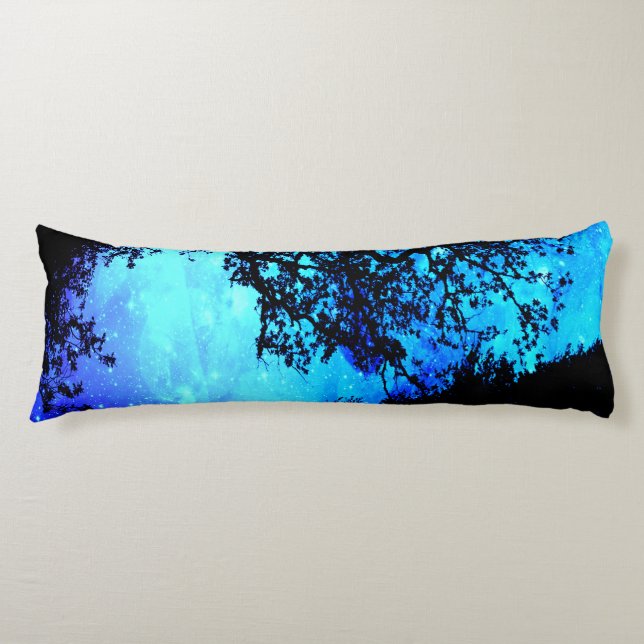 Black Träd Turcos Periwinkle Space Body Pillow Kroppskudde (Framsidan)