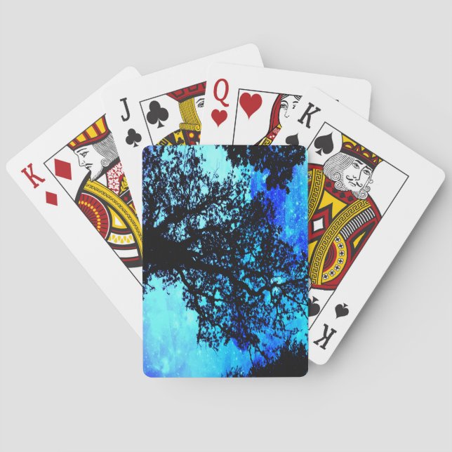 Black Träd Turcos Periwinkle Space Spelkort (Baksidan)