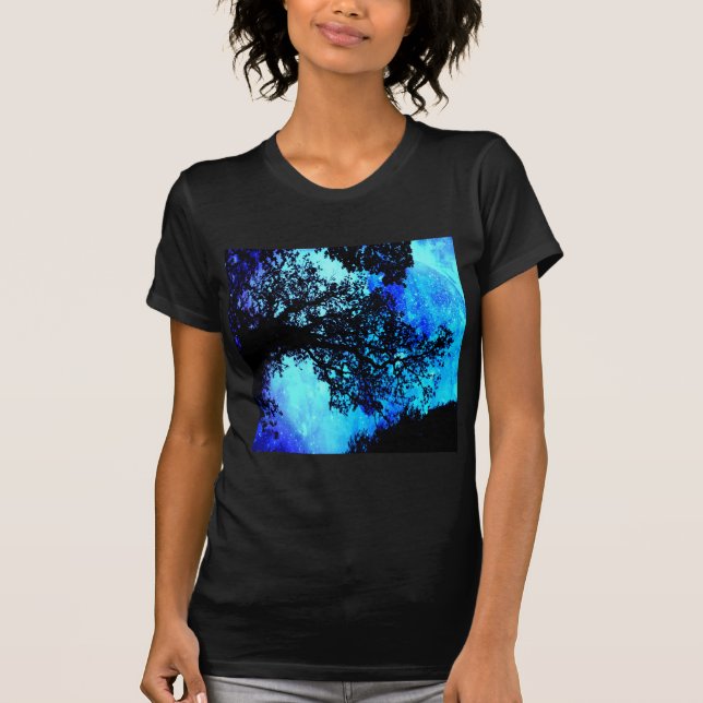 Black Träd Turcos Periwinkle Space T Shirt (Framsida)