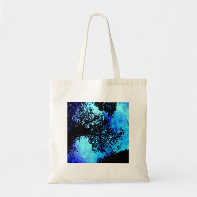 Black Träd Turcos Periwinkle Space Tygkasse (Framsidan)