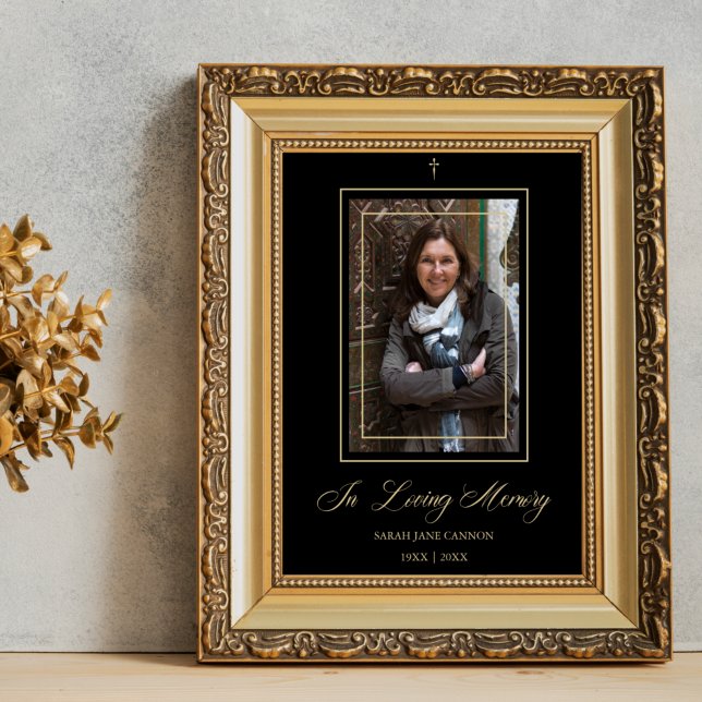 Black Traditional & Elegant Golden Photo Funeral Poster (Skapare uppladdad)