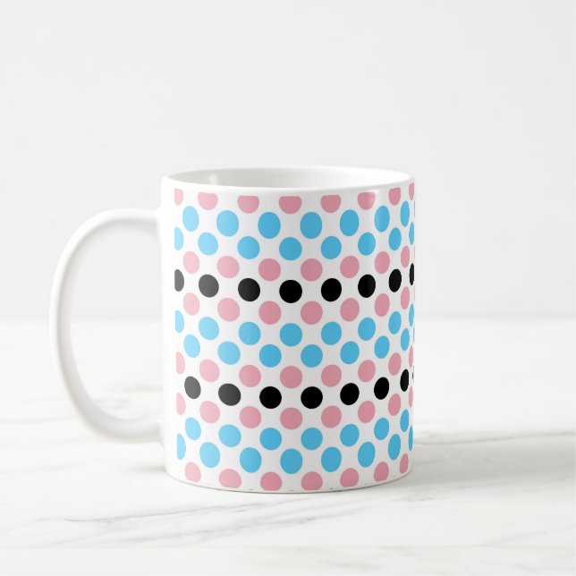 Black Transgender Pride Flagga Färg Polkadots Kaffemugg (Vänster)